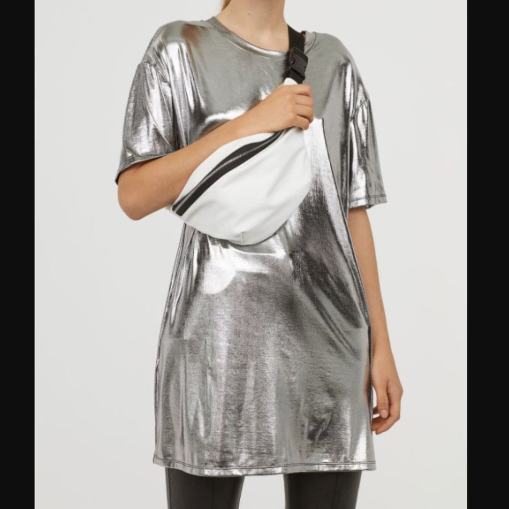 H&M Divided Metallic Silver Shirt Dress [NWOT]